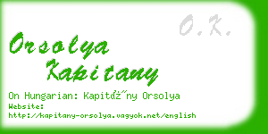 orsolya kapitany business card